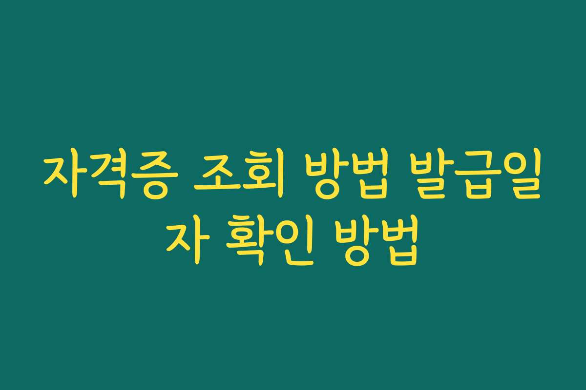 자격증 조회 방법 발급일자 확인 방법 자격증 조회 방법 발급일자 확인 방법