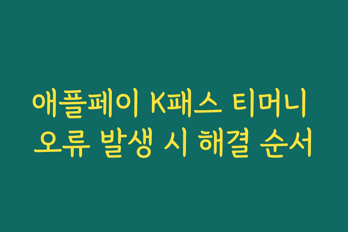 애플페이 K패스 티머니 오류 발생 시 해결 순서 애플페이 K패스 티머니 오류 발생 시 해결 순서