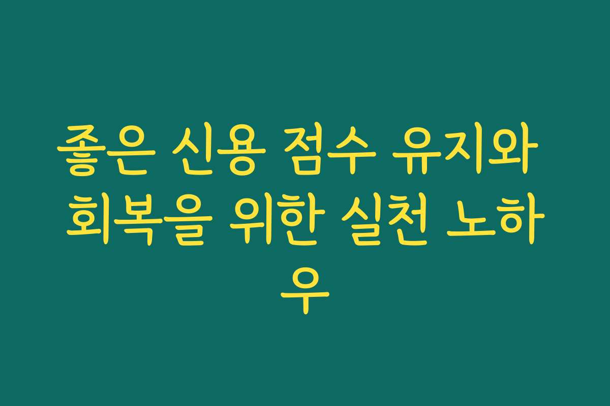 좋은 신용 점수 유지와 회복을 위한 실천 노하우