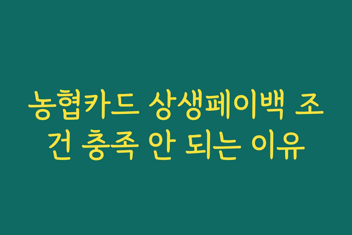 농협카드 상생페이백 조건 충족 안 되는 이유 농협카드 상생페이백 조건 충족 안 되는 이유