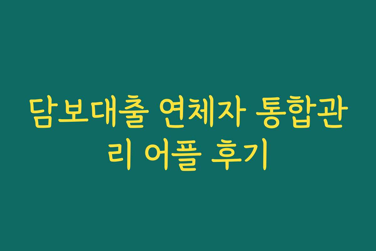 담보대출 연체자 통합관리 어플 후기