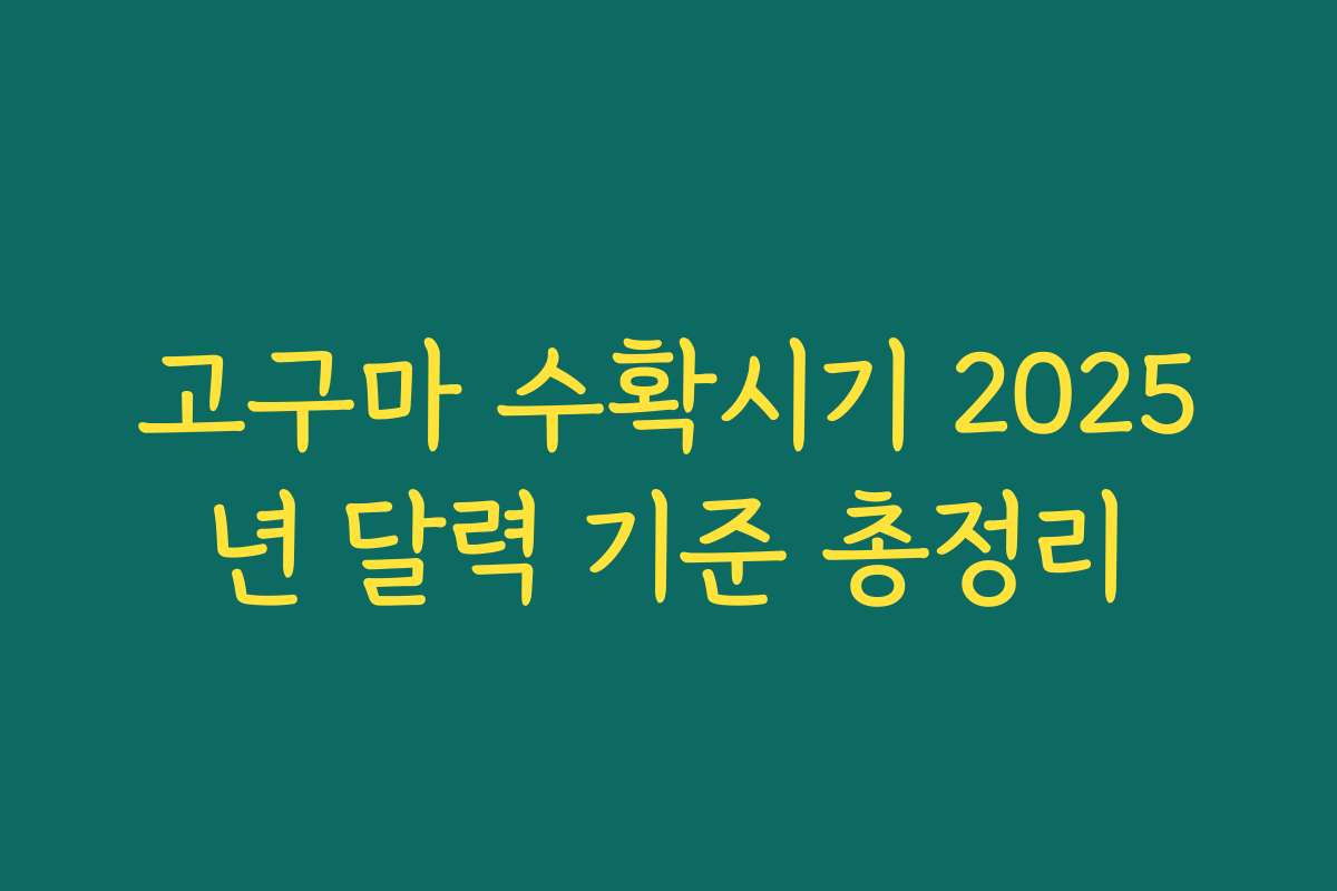고구마 수확시기 2025년 달력 기준 총정리