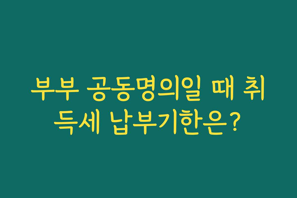 부부 공동명의일 때 취득세 납부기한은?
