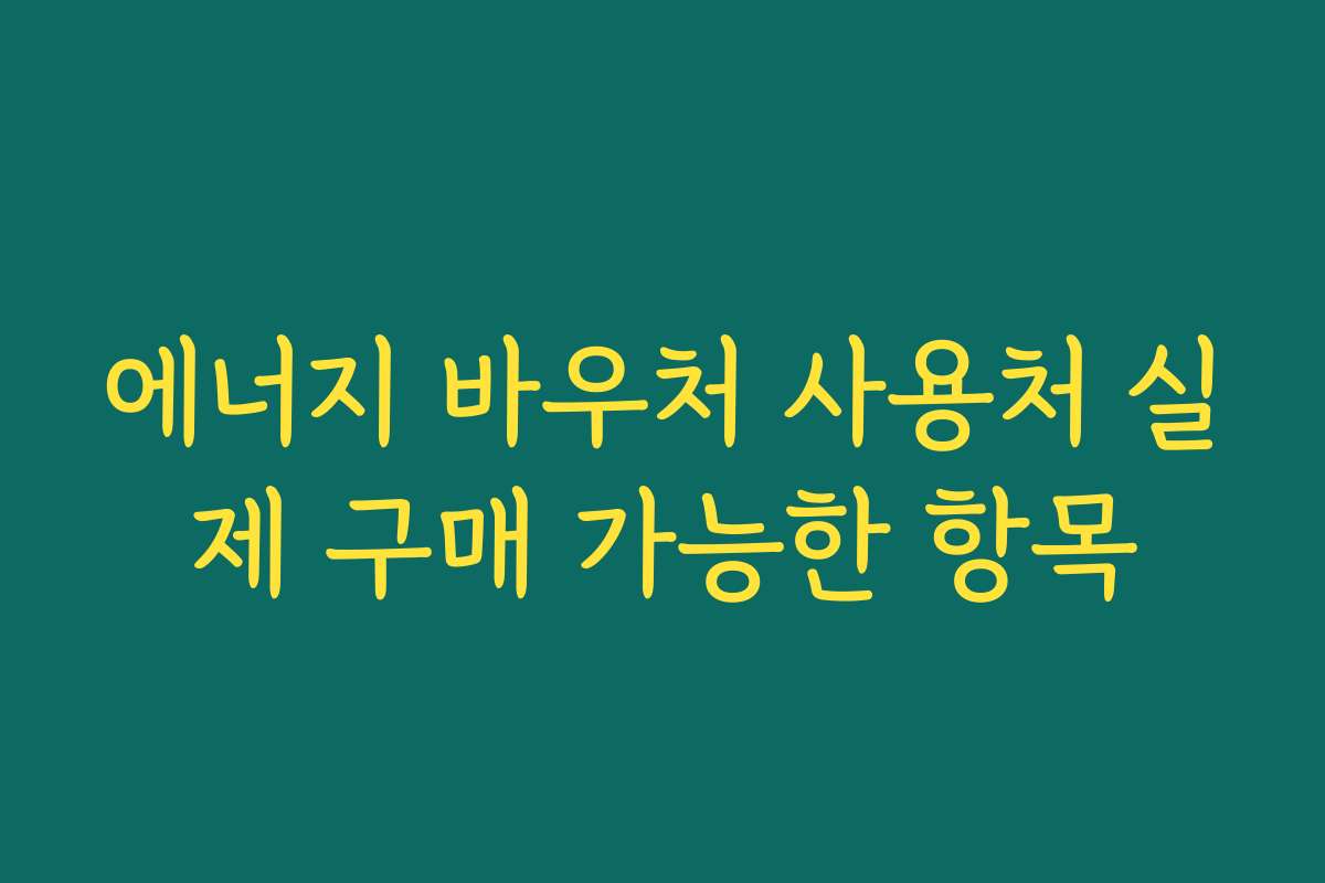 에너지 바우처 사용처 실제 구매 가능한 항목