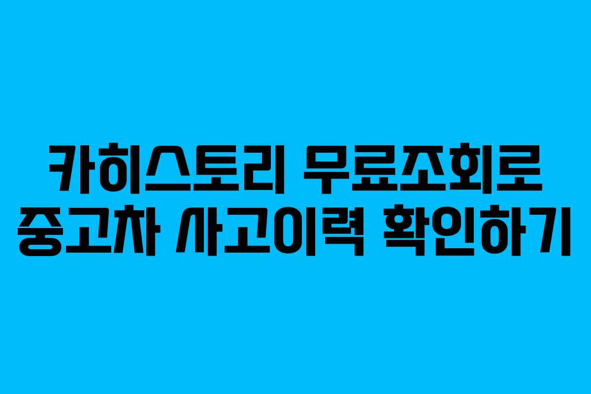 카히스토리 무료조회로 중고차 사고이력 확인하기 카히스토리 무료조회로 중고차 사고이력 확인하기