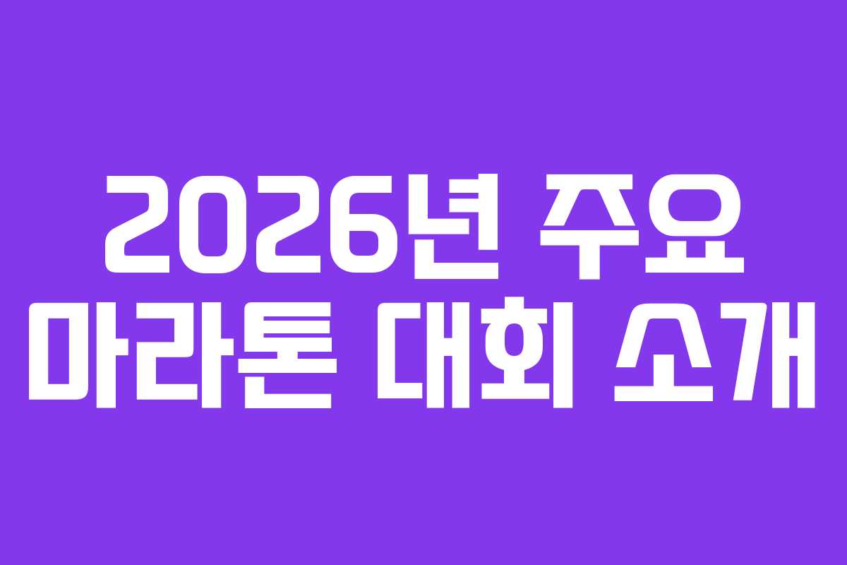 2026년 주요 마라톤 대회 소개
