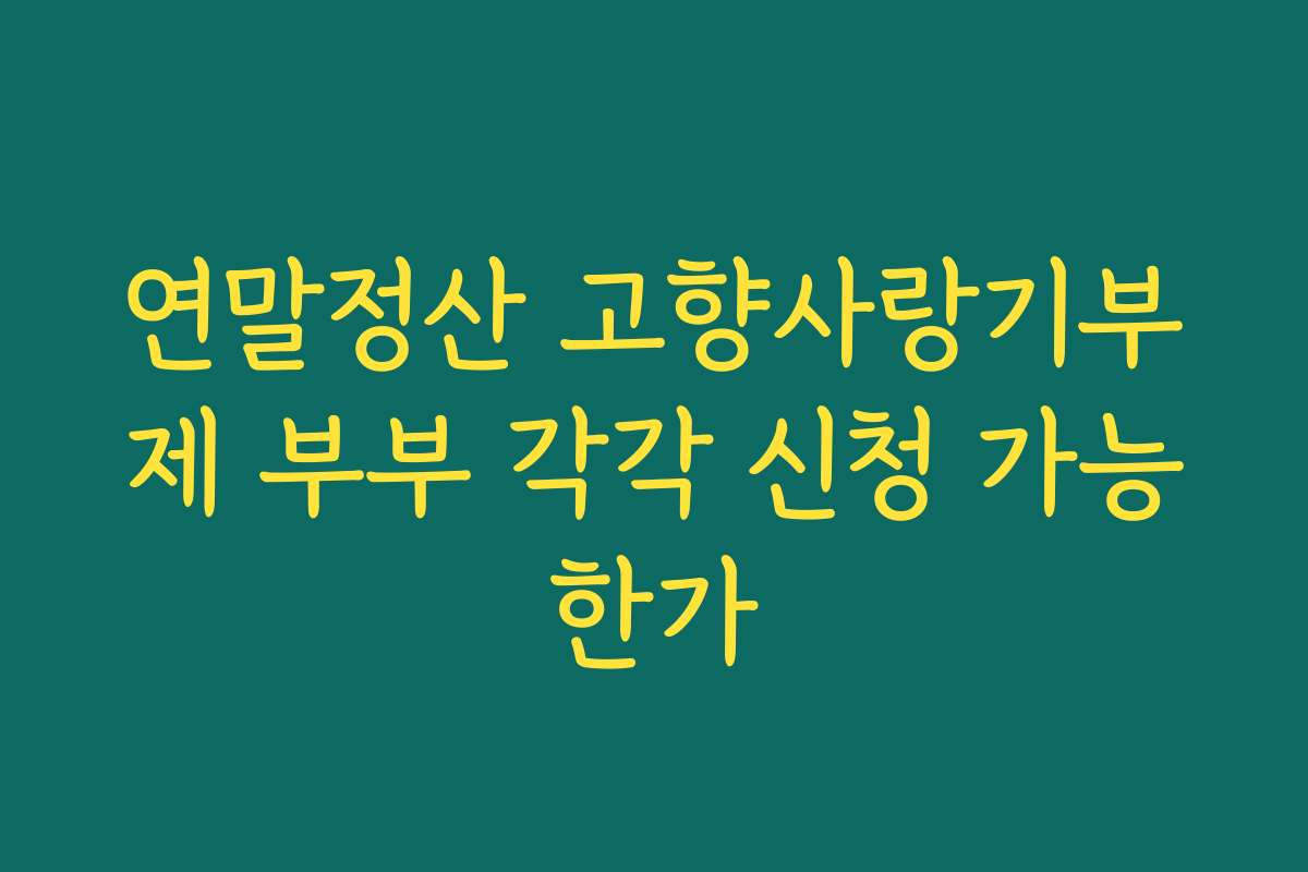 연말정산 고향사랑기부제 부부 각각 신청 가능한가