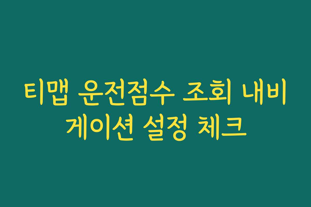 티맵 운전점수 조회 내비게이션 설정 체크