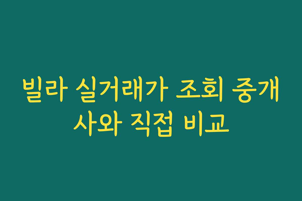 빌라 실거래가 조회 중개사와 직접 비교 빌라 실거래가 조회 중개사와 직접 비교