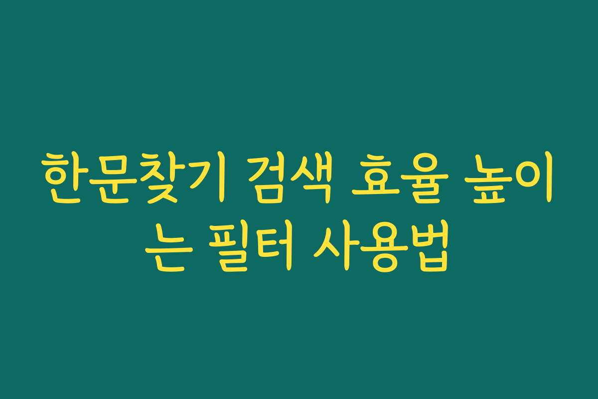 한문찾기 검색 효율 높이는 필터 사용법