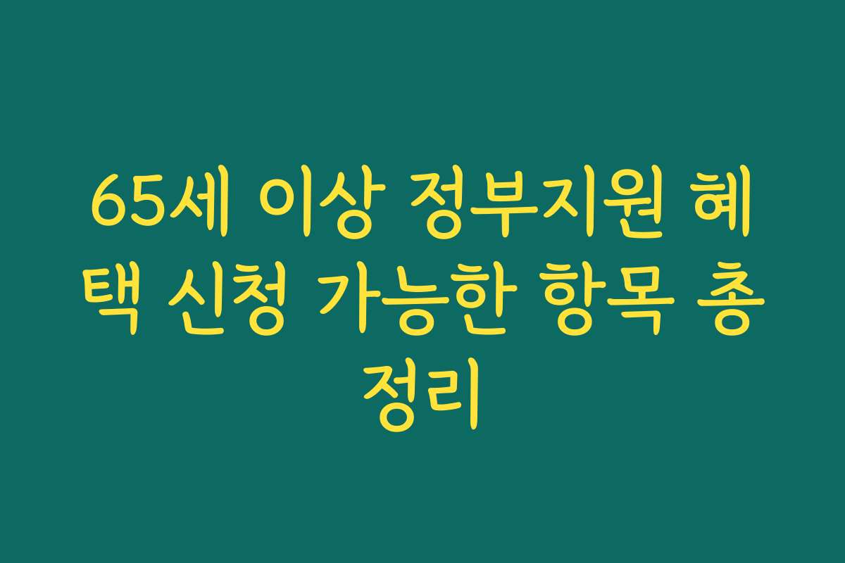 65세 이상 정부지원 혜택 신청 가능한 항목 총정리
