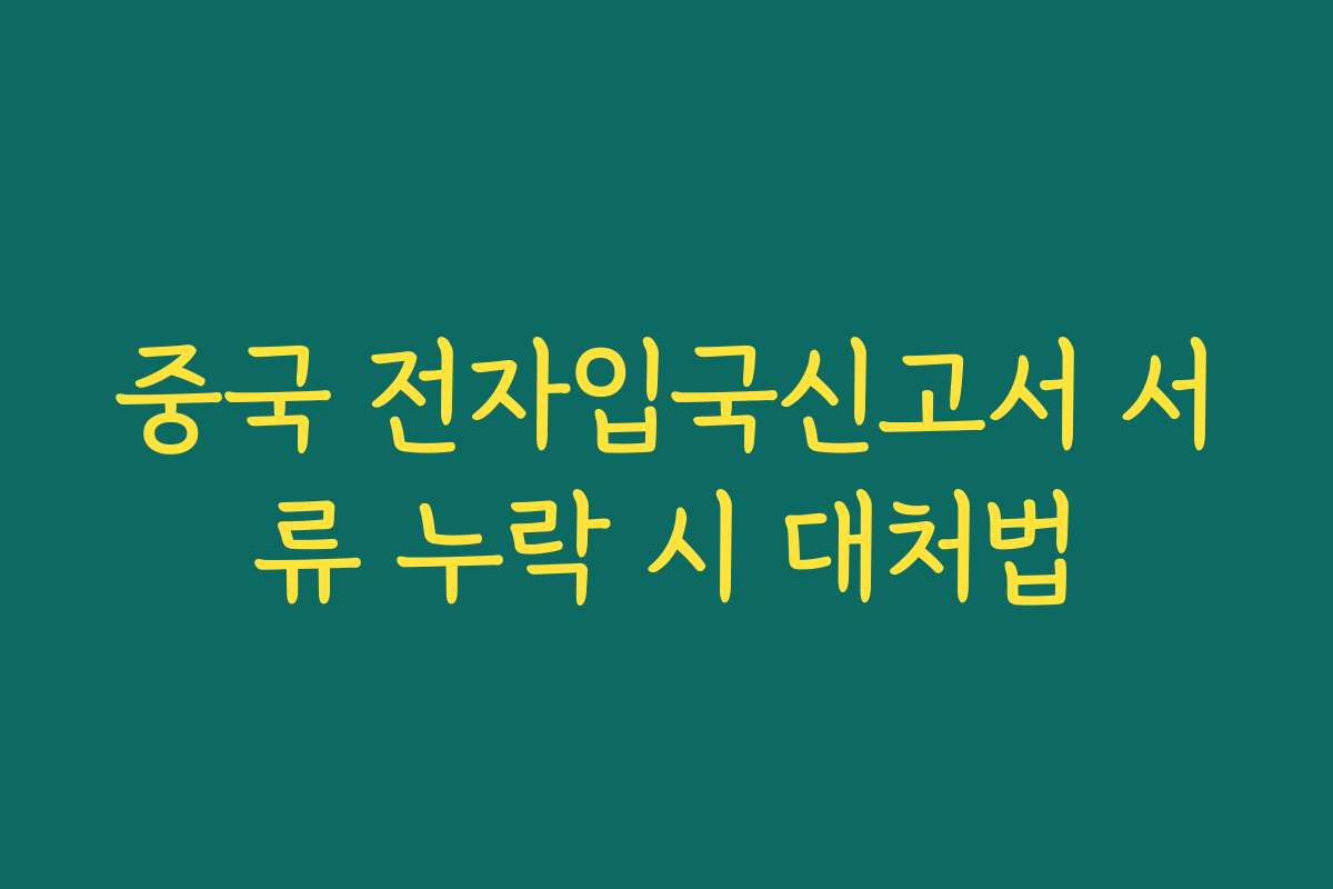 중국 전자입국신고서 서류 누락 시 대처법