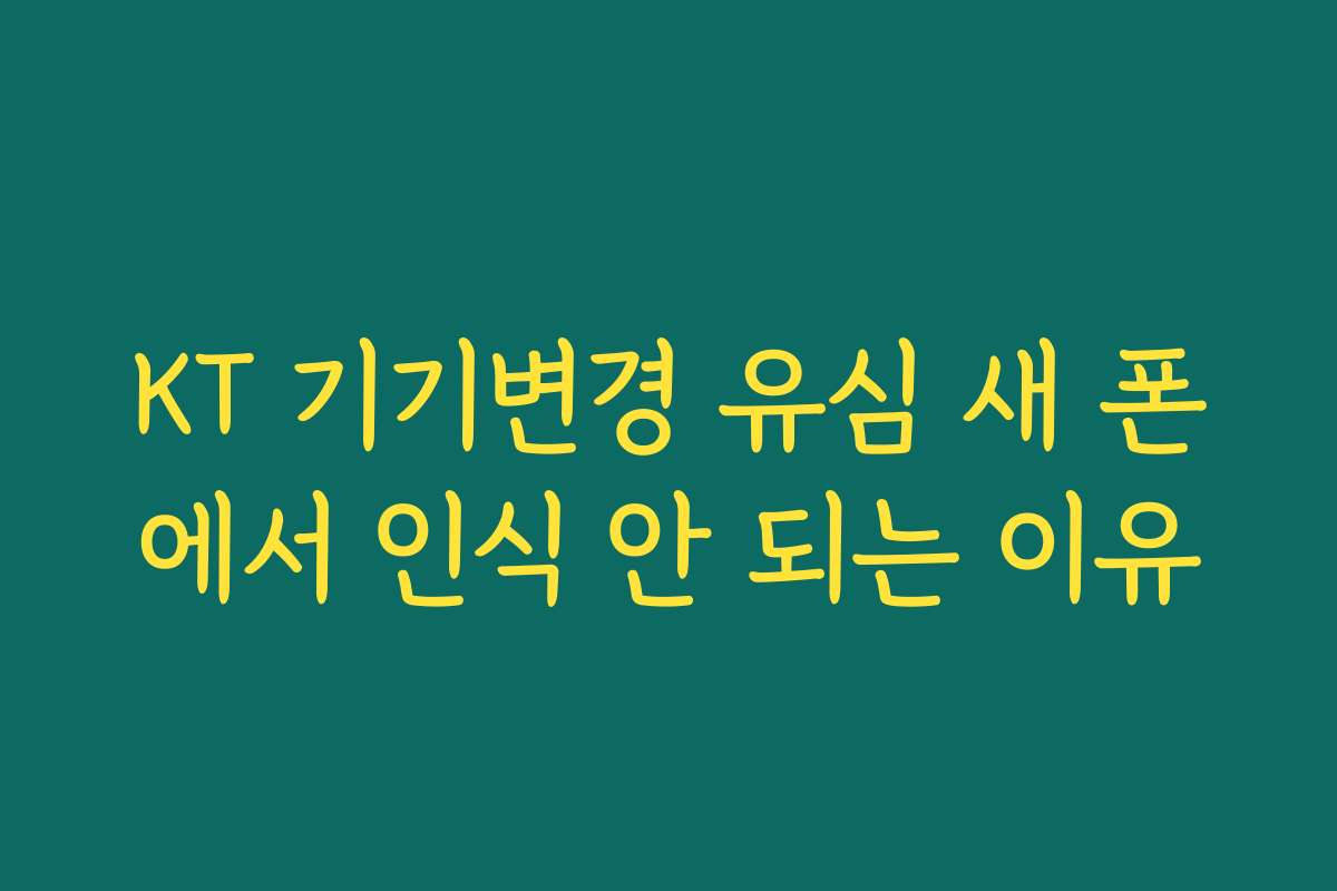 KT 기기변경 유심 새 폰에서 인식 안 되는 이유