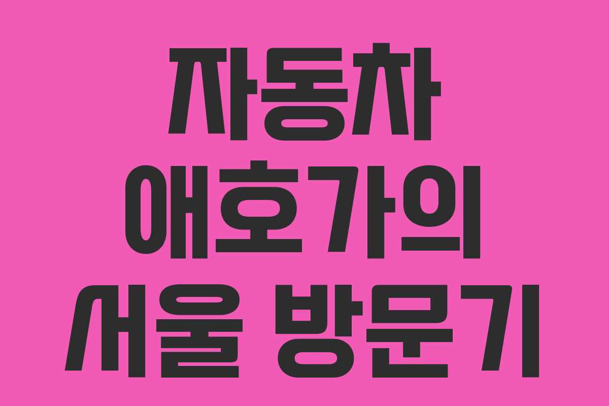 자동차 애호가의 서울 방문기