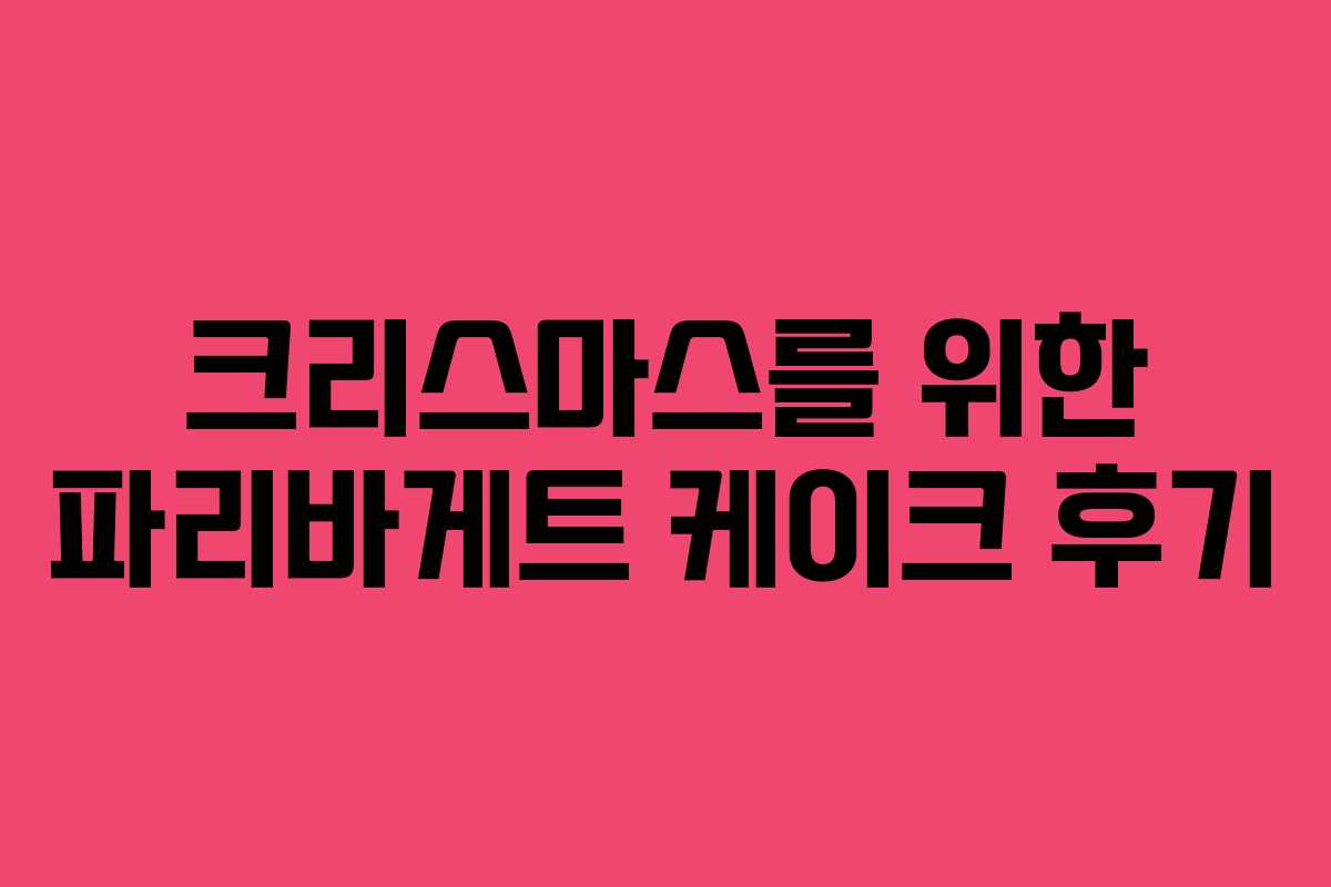 크리스마스를 위한 파리바게트 케이크 후기