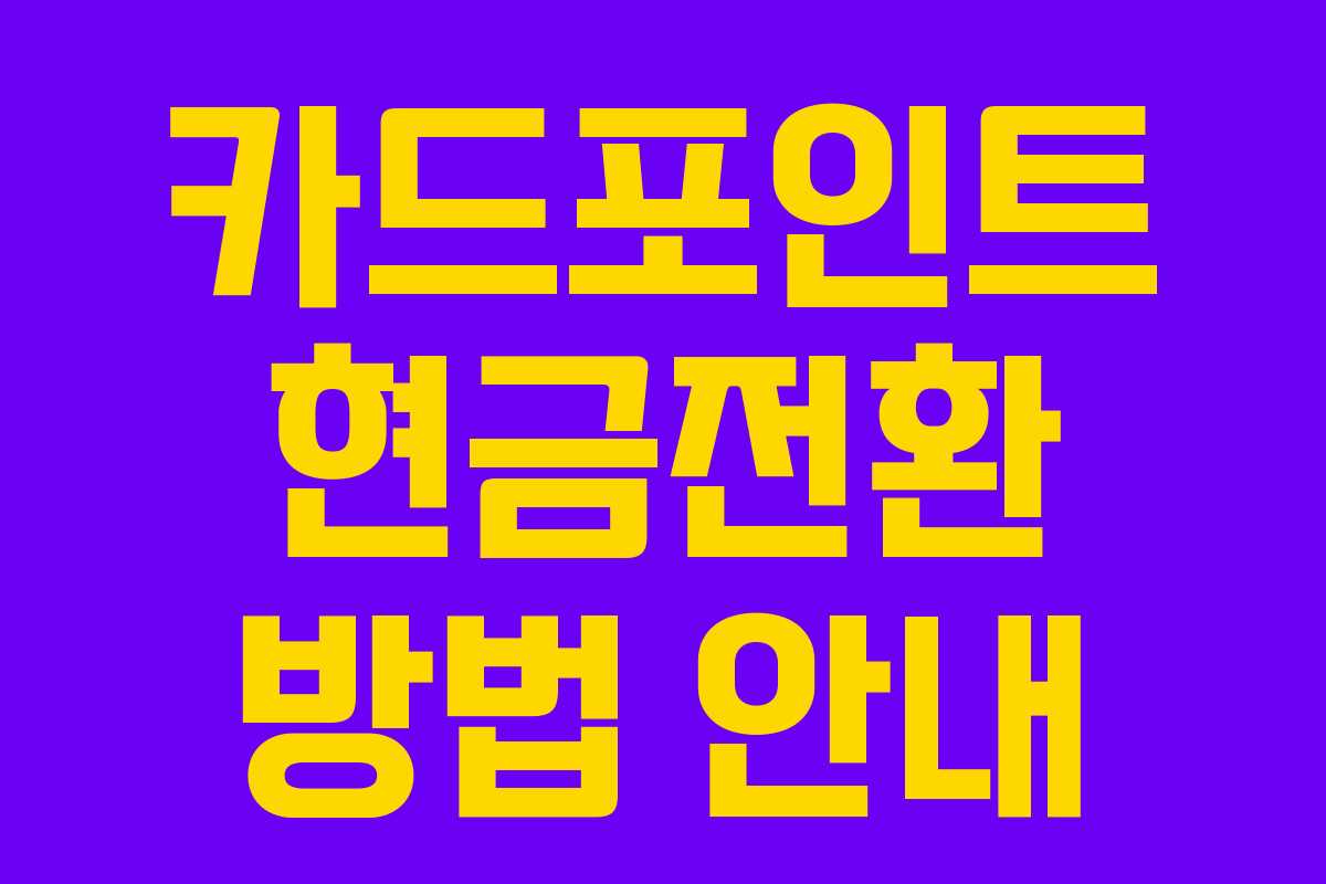 카드포인트 현금전환 방법 안내 카드포인트 현금전환 방법 안내