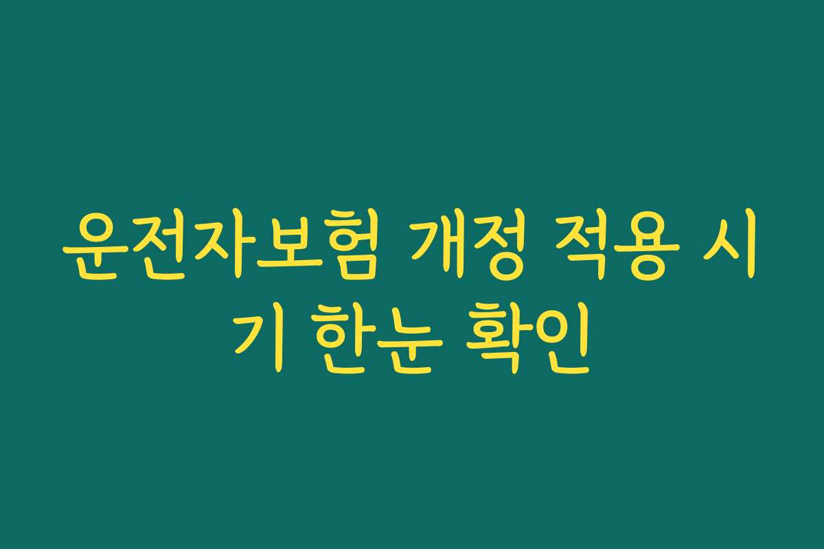 운전자보험 개정 적용 시기 한눈 확인