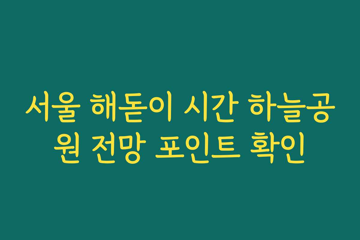 서울 해돋이 시간 하늘공원 전망 포인트 확인