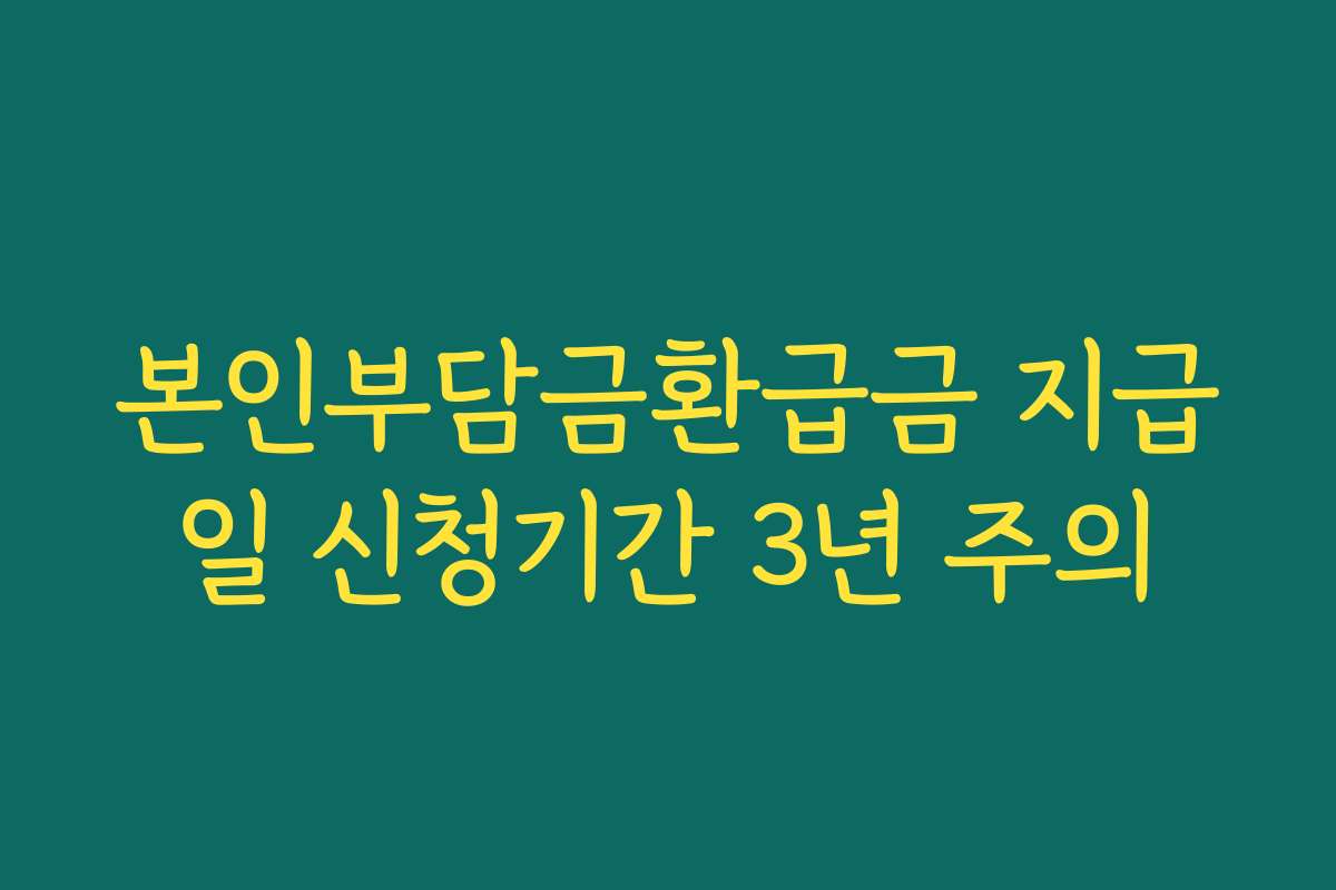 본인부담금환급금 지급일 신청기간 3년 주의