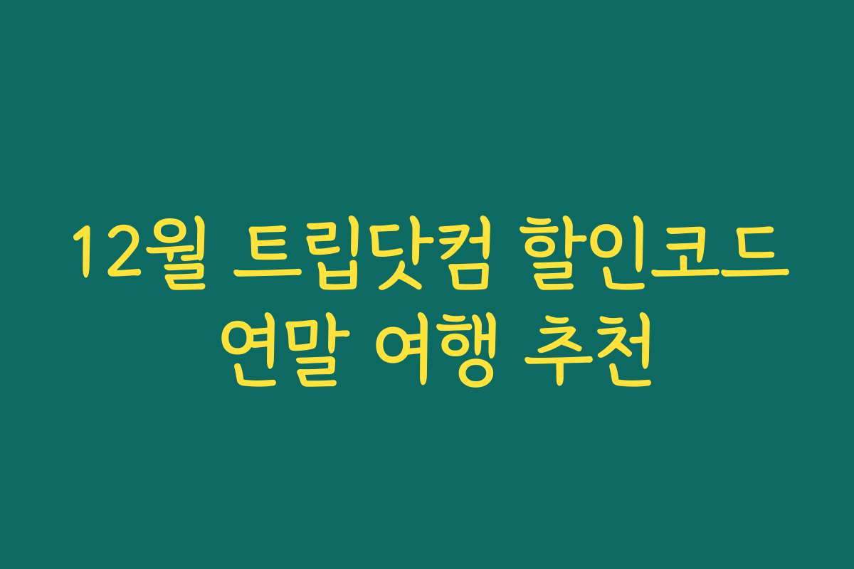 12월 트립닷컴 할인코드 연말 여행 추천