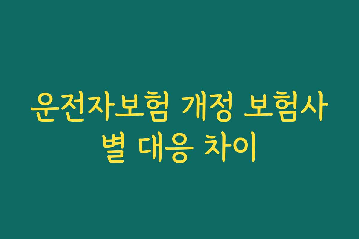 운전자보험 개정 보험사별 대응 차이