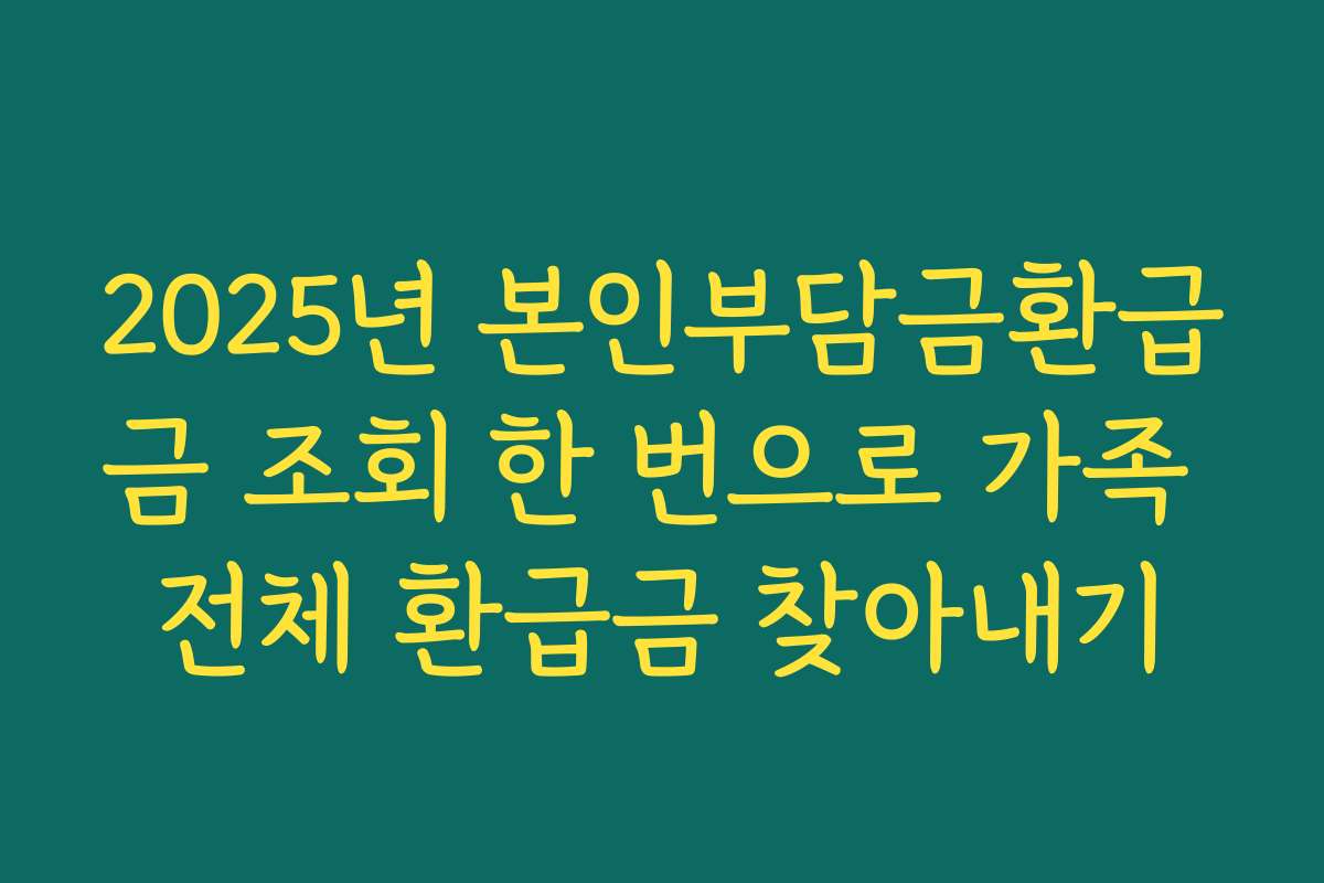 2025년 본인부담금환급금 조회 한 번으로 가족 전체 환급금 찾아내기
