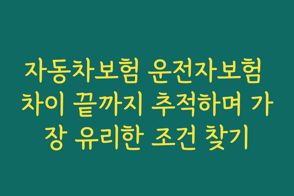 자동차보험 운전자보험 차이 끝까지 추적하며 가장 유리한 조건 찾기