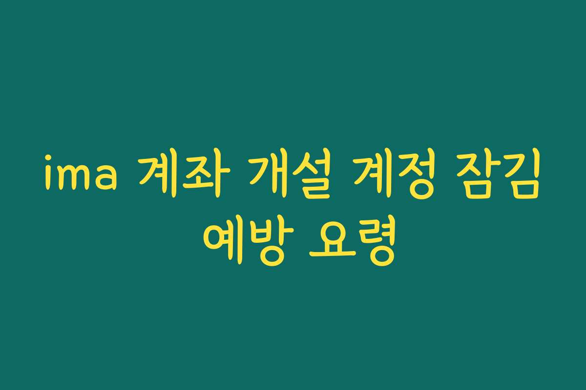 ima 계좌 개설 계정 잠김 예방 요령