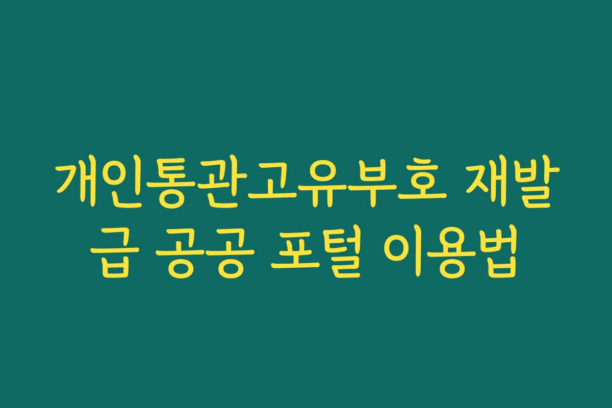 개인통관고유부호 재발급 공공 포털 이용법