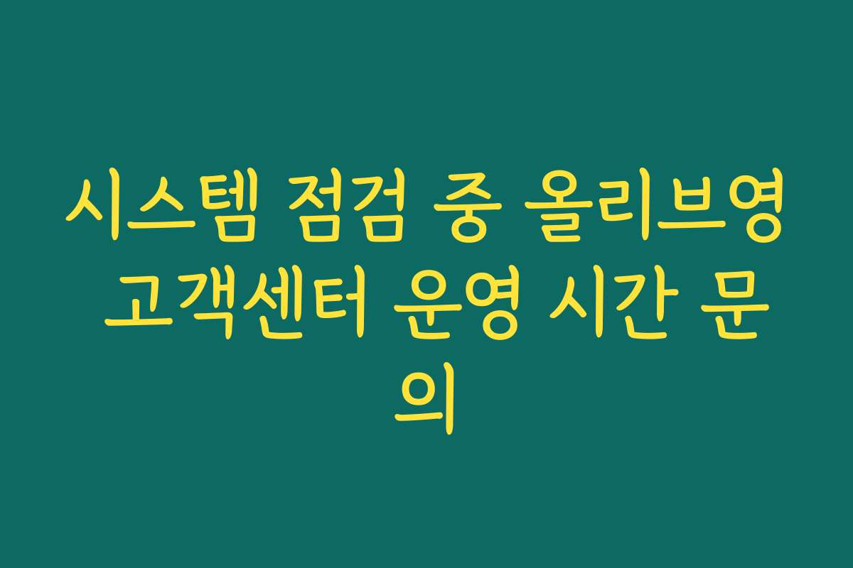 시스템 점검 중 올리브영 고객센터 운영 시간 문의