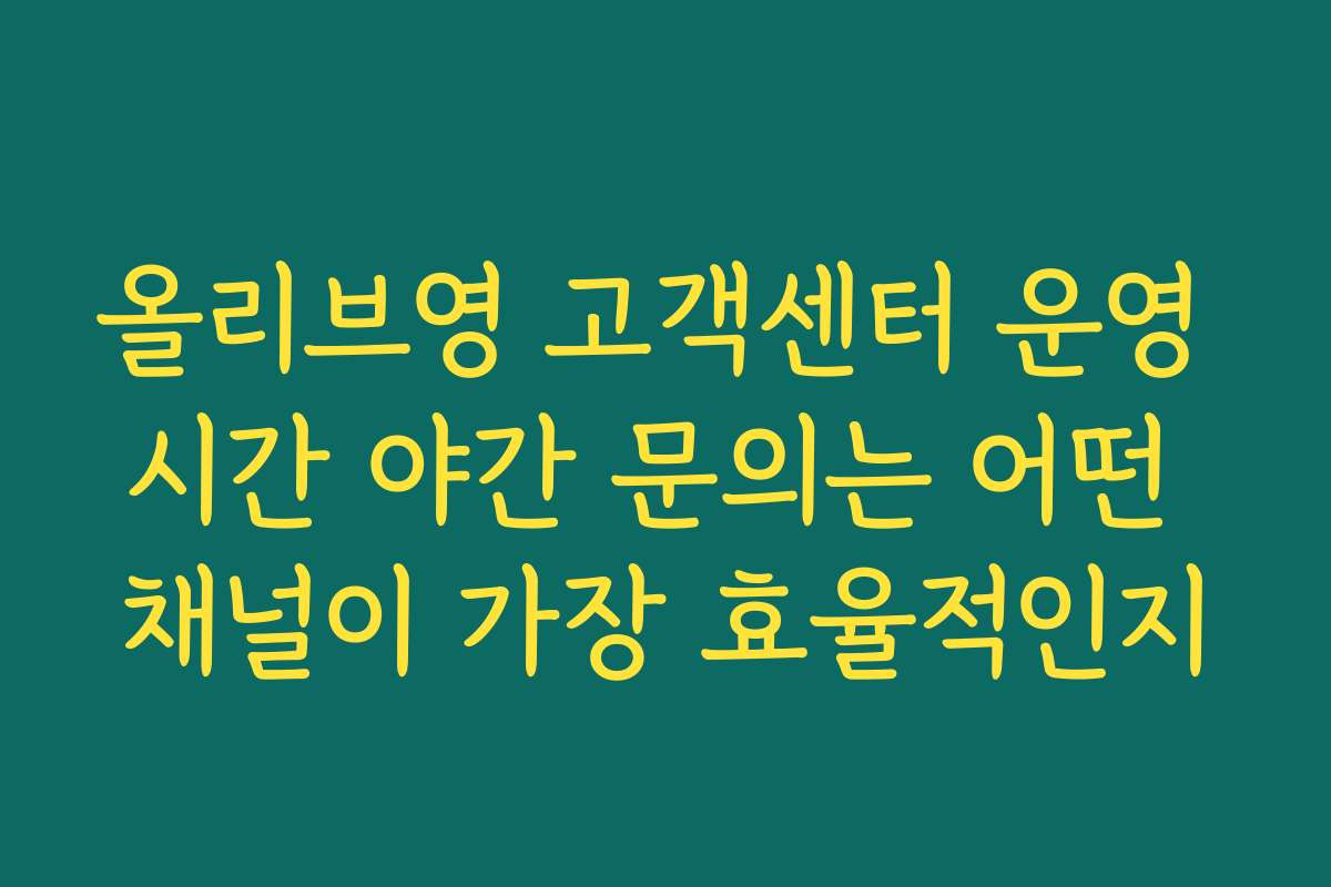 올리브영 고객센터 운영 시간 야간 문의는 어떤 채널이 가장 효율적인지