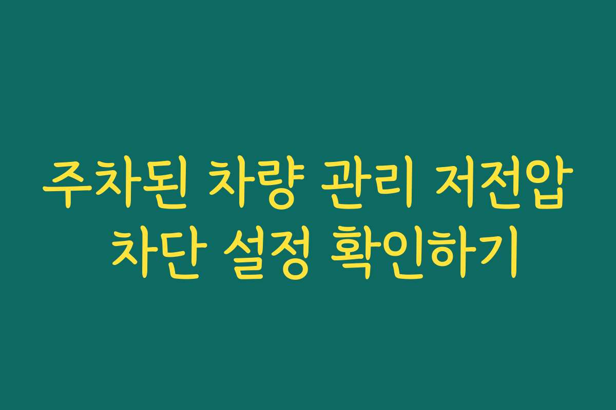 주차된 차량 관리 저전압 차단 설정 확인하기