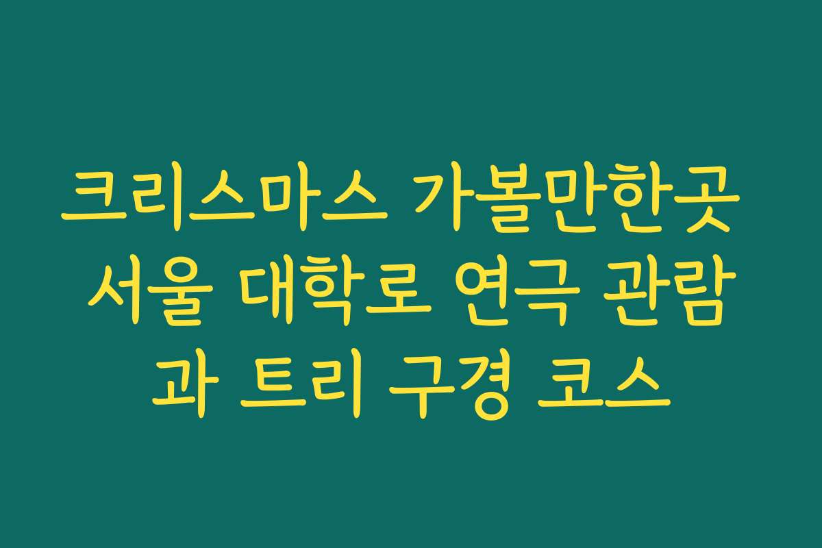 크리스마스 가볼만한곳 서울 대학로 연극 관람과 트리 구경 코스