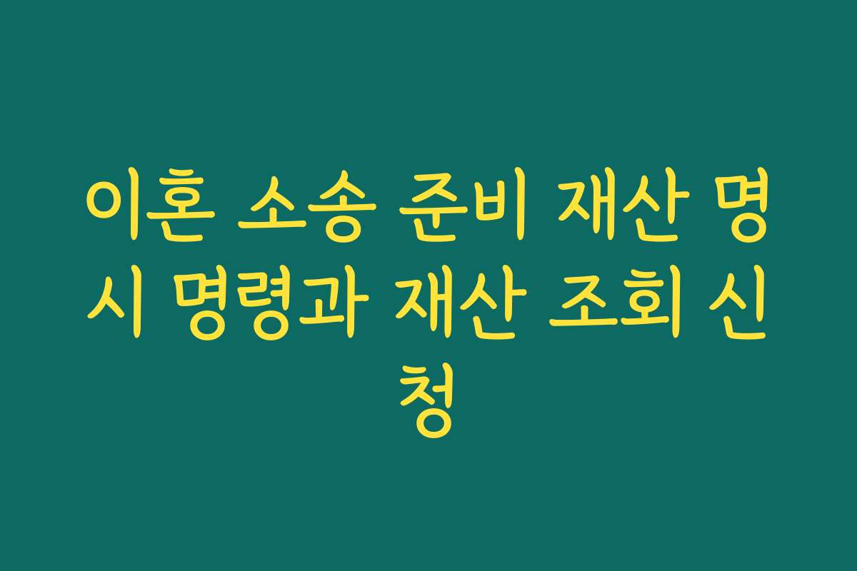 이혼 소송 준비 재산 명시 명령과 재산 조회 신청