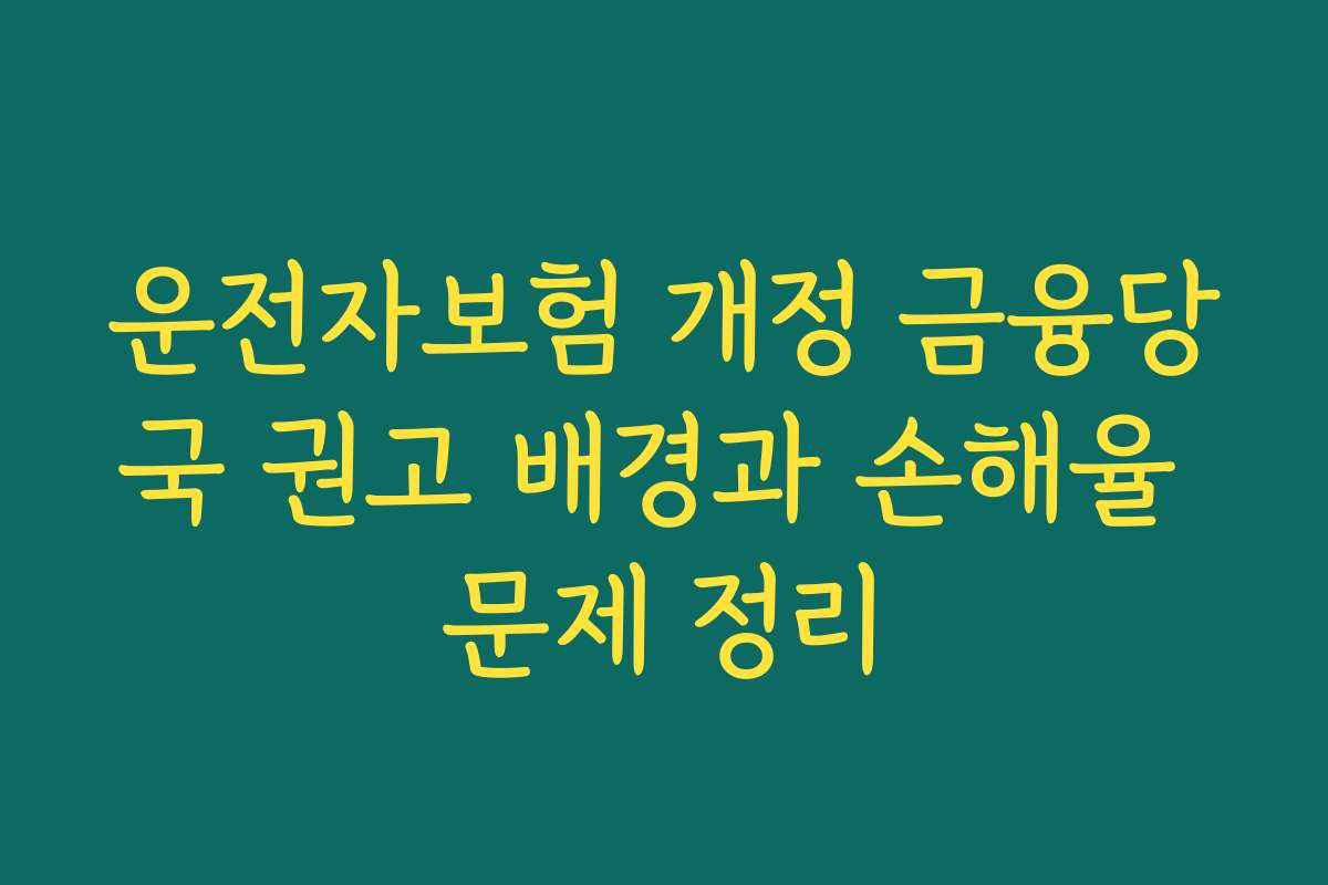 운전자보험 개정 금융당국 권고 배경과 손해율 문제 정리