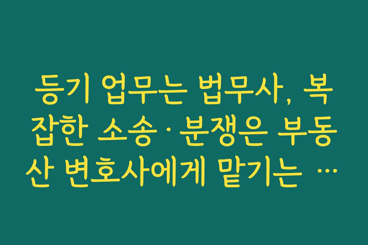 등기 업무는 법무사, 복잡한 소송·분쟁은 부동산 변호사에게 맡기는 선택 기준