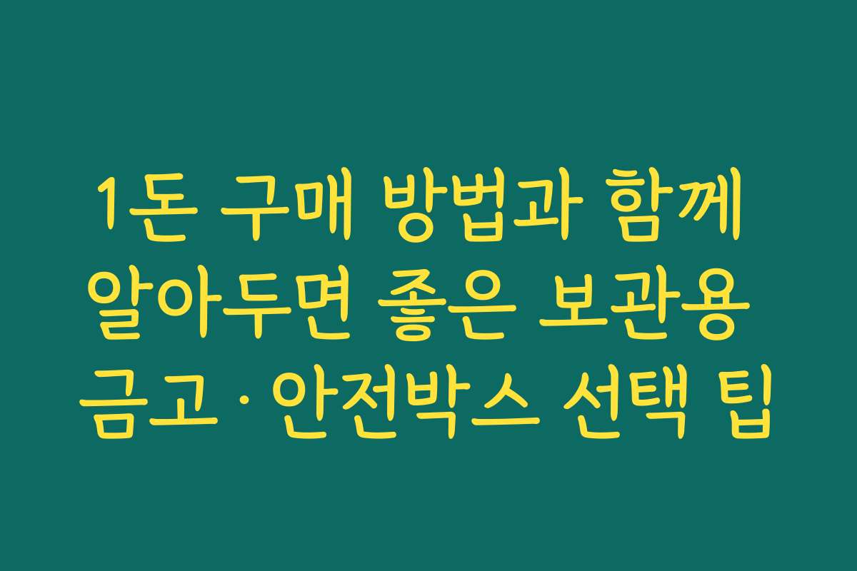 1돈 구매 방법과 함께 알아두면 좋은 보관용 금고·안전박스 선택 팁