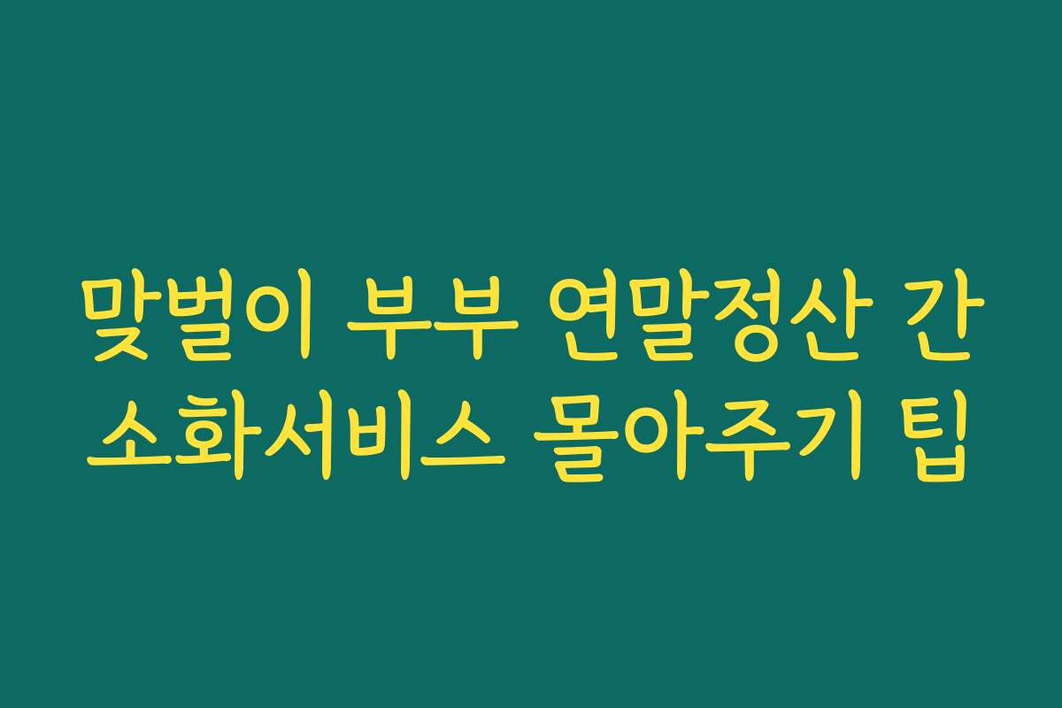 맞벌이 부부 연말정산 간소화서비스 몰아주기 팁