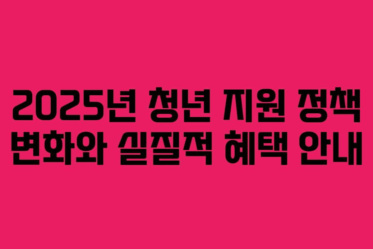 2025년 청년 지원 정책 변화와 실질적 혜택 안내