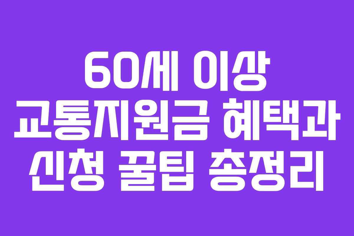 60세 이상 교통지원금 혜택과 신청 꿀팁 총정리