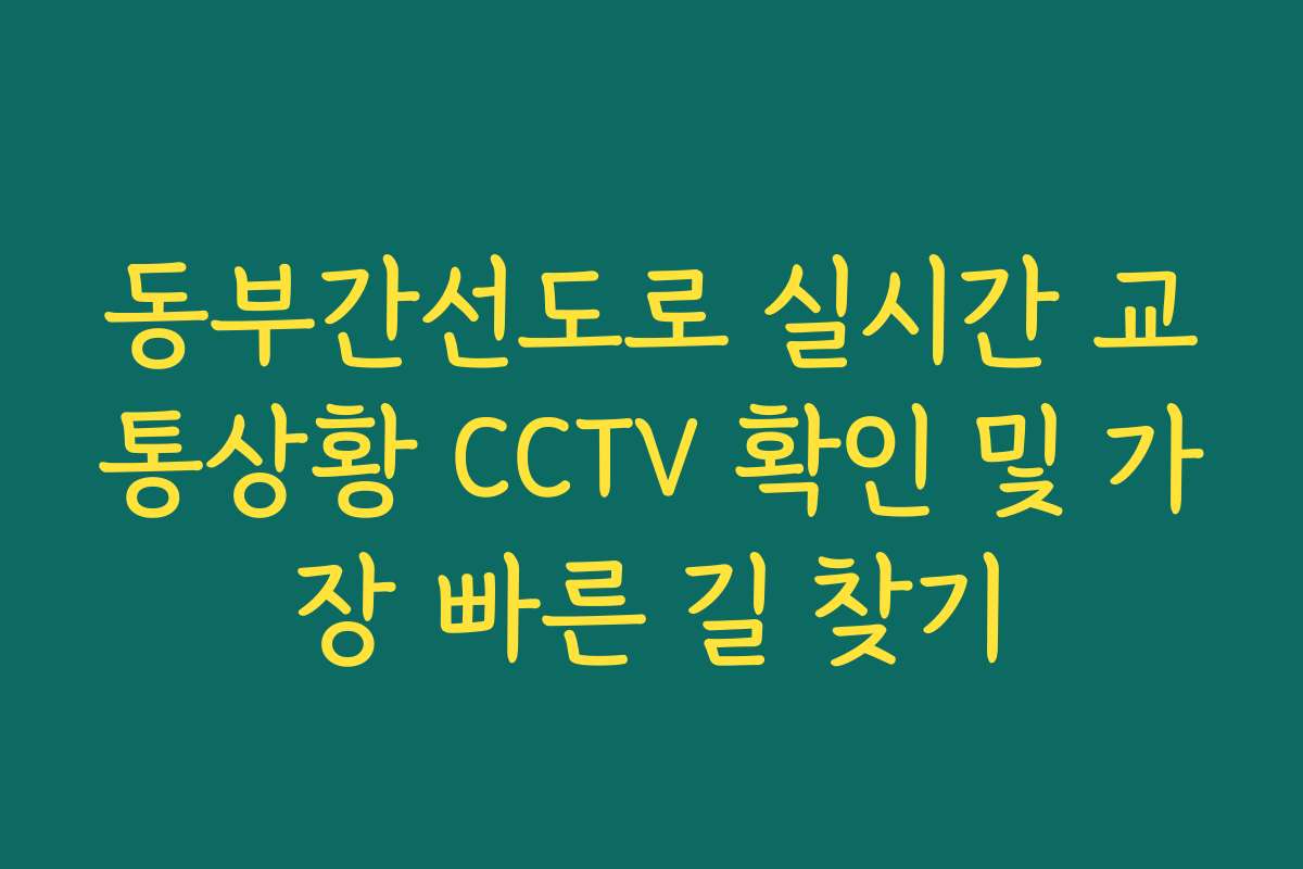 동부간선도로 실시간 교통상황 CCTV 확인 및 가장 빠른 길 찾기