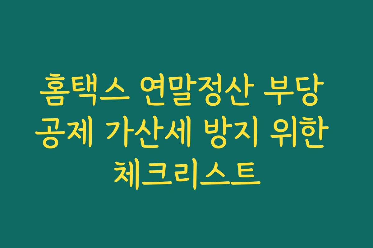 홈택스 연말정산 부당 공제 가산세 방지 위한 체크리스트