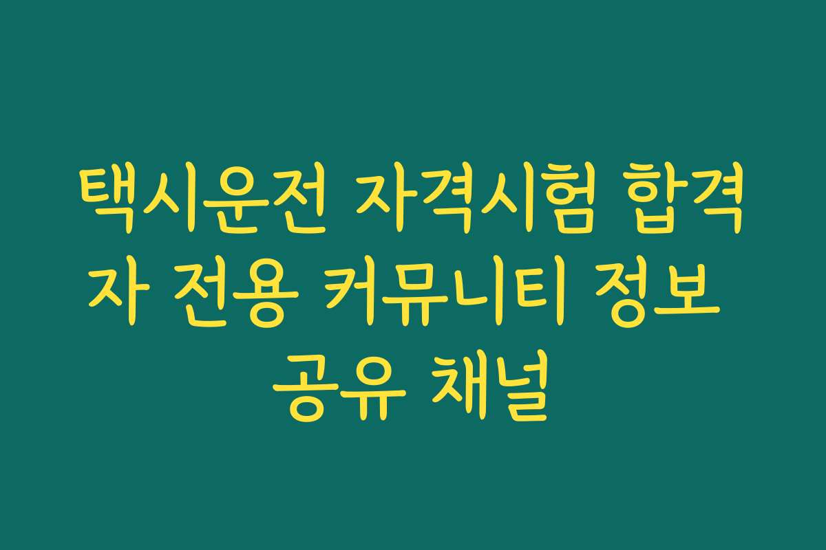 택시운전 자격시험 합격자 전용 커뮤니티 정보 공유 채널