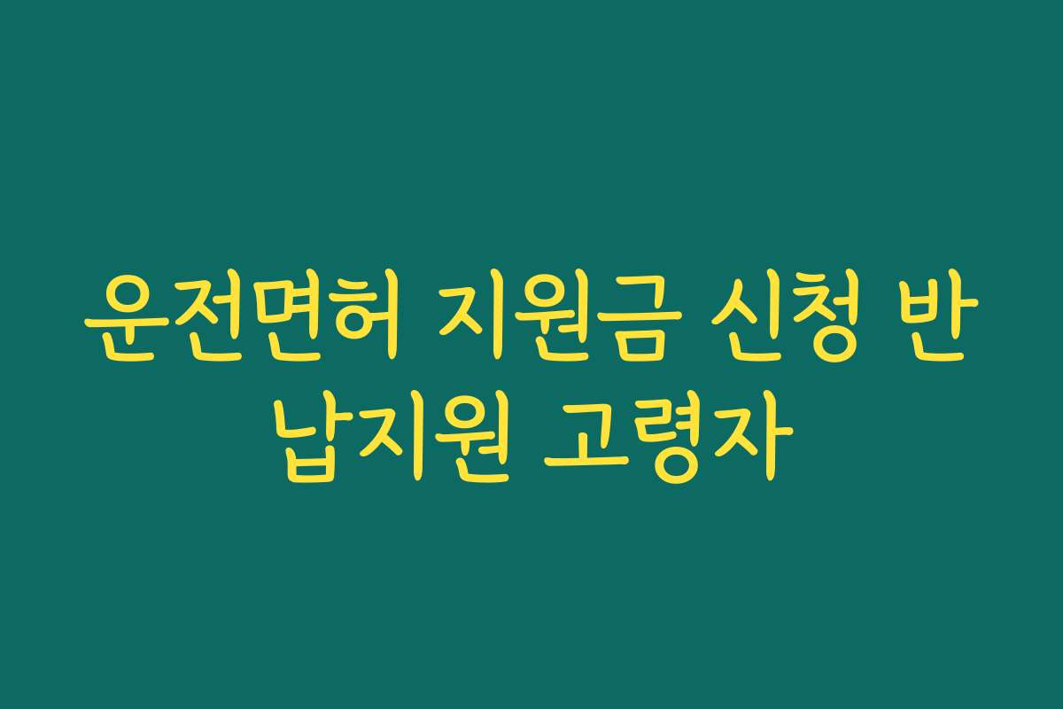 운전면허 지원금 신청 반납지원 고령자