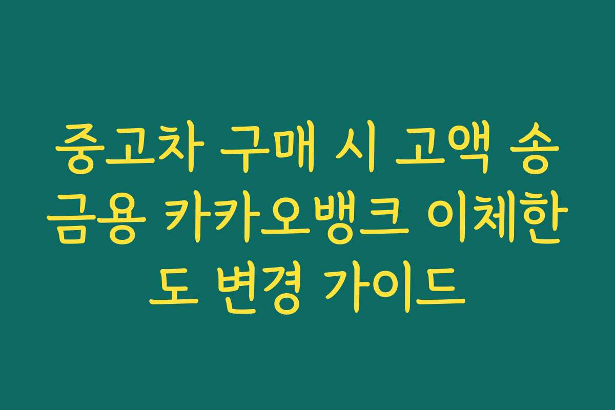 중고차 구매 시 고액 송금용 카카오뱅크 이체한도 변경 가이드