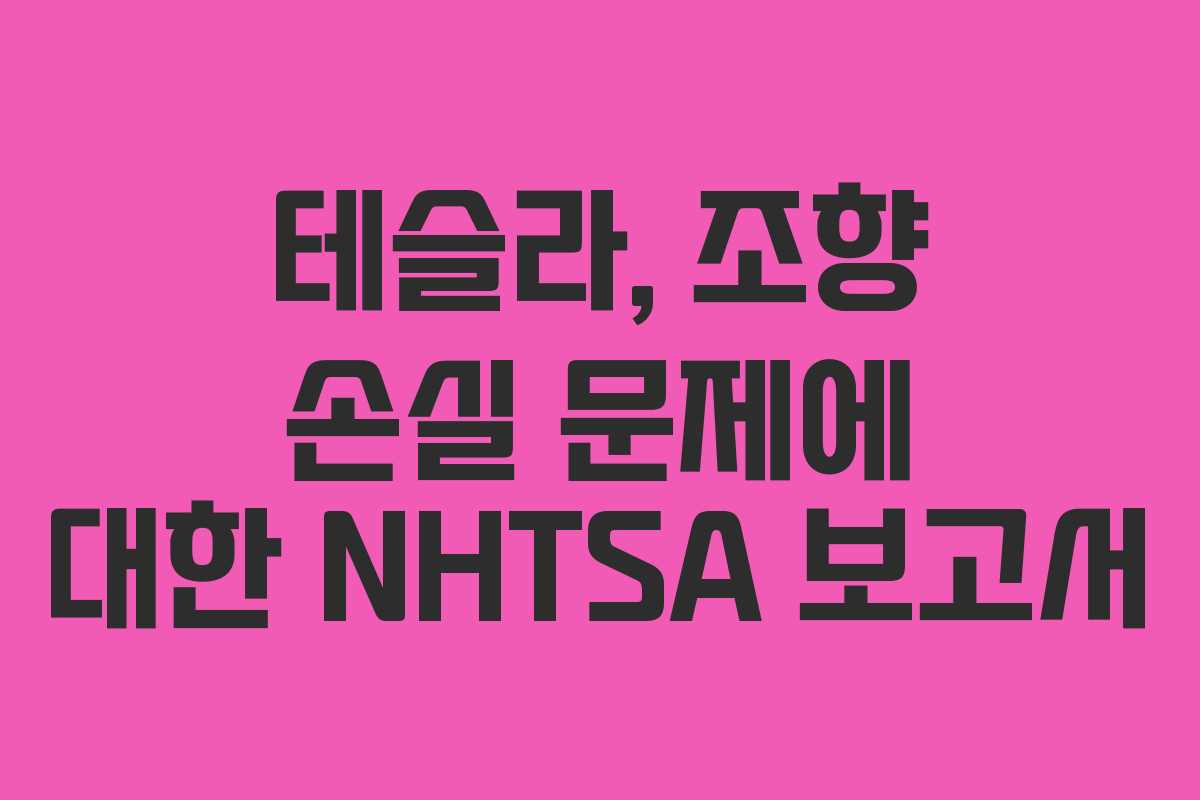 테슬라, 조향 손실 문제에 대한 NHTSA 보고서
