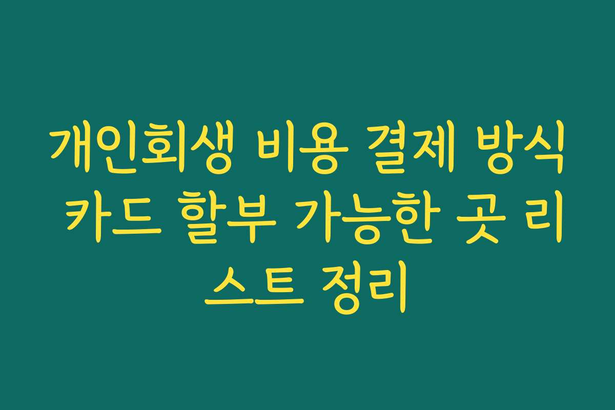 개인회생 비용 결제 방식 카드 할부 가능한 곳 리스트 정리