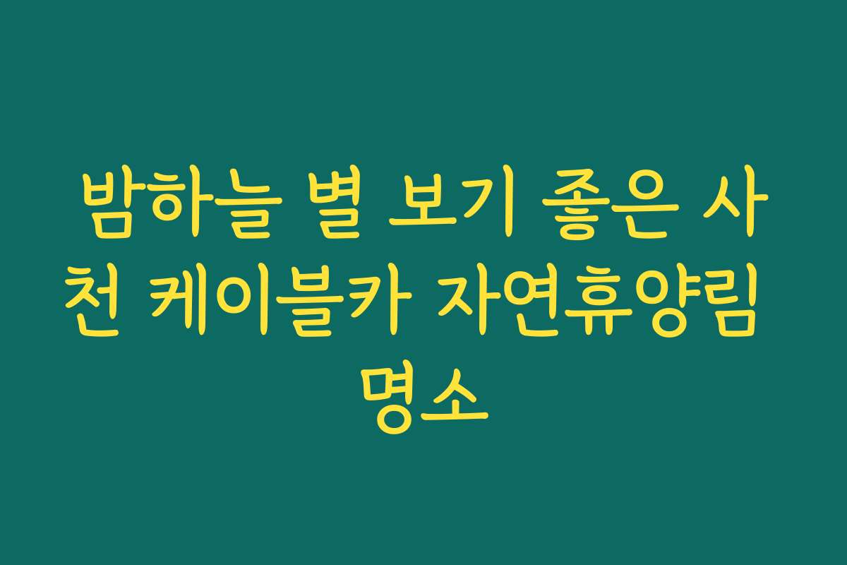 밤하늘 별 보기 좋은 사천 케이블카 자연휴양림 명소