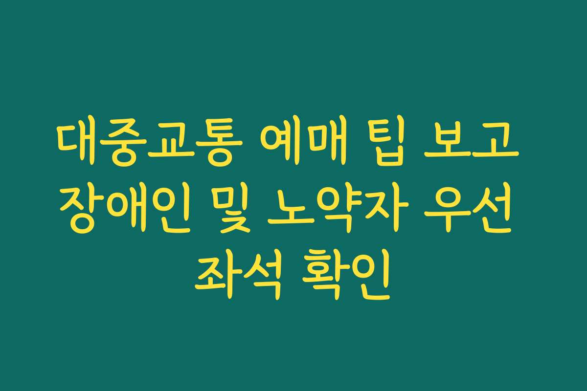 대중교통 예매 팁 보고 장애인 및 노약자 우선 좌석 확인