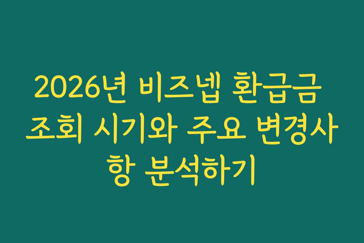 2026년 비즈넵 환급금 조회 시기와 주요 변경사항 분석하기